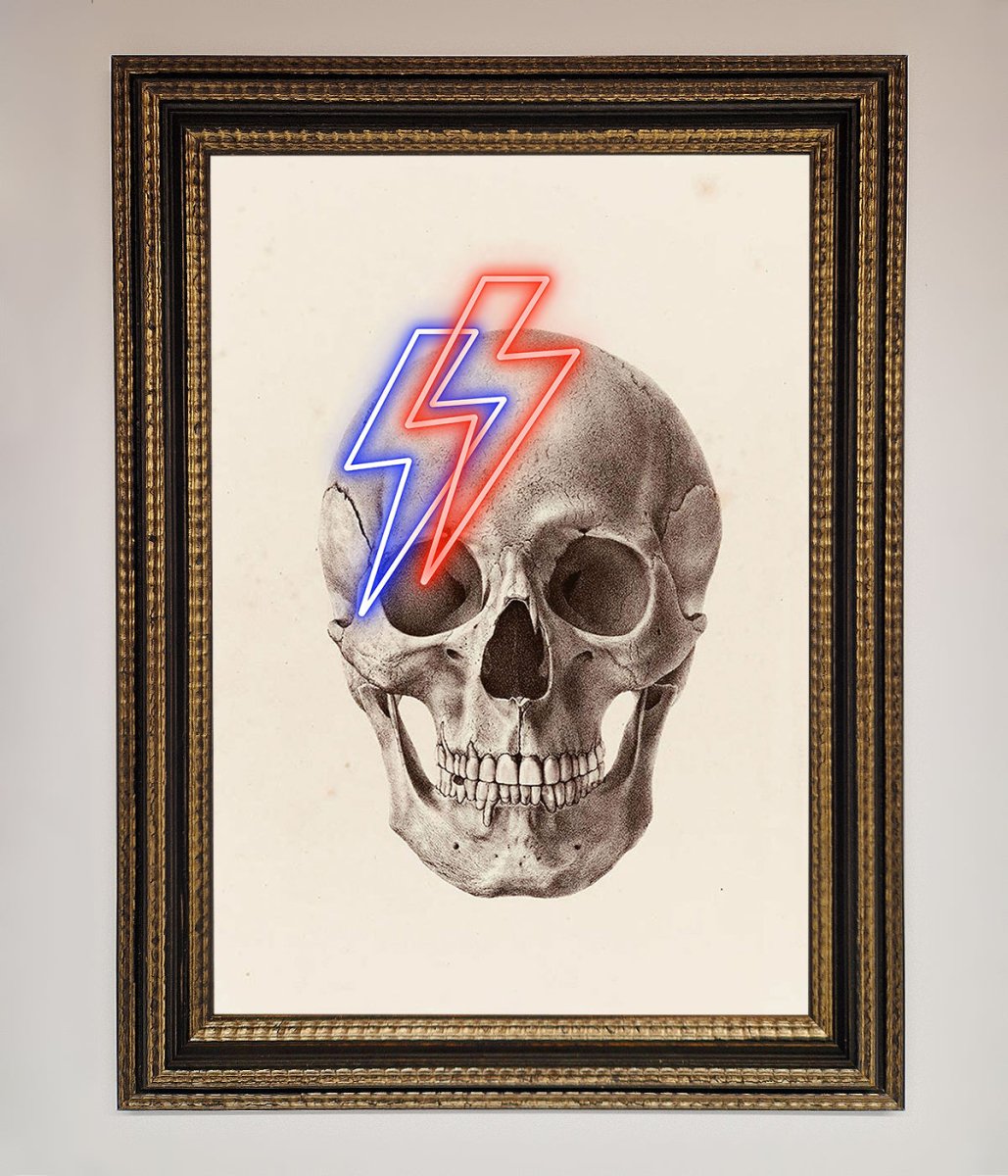 Lightning Skull Framed Print - Zestio