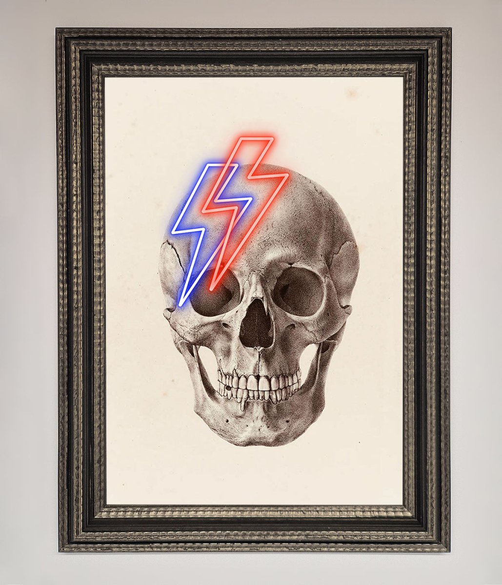 Lightning Skull Framed Print - Zestio