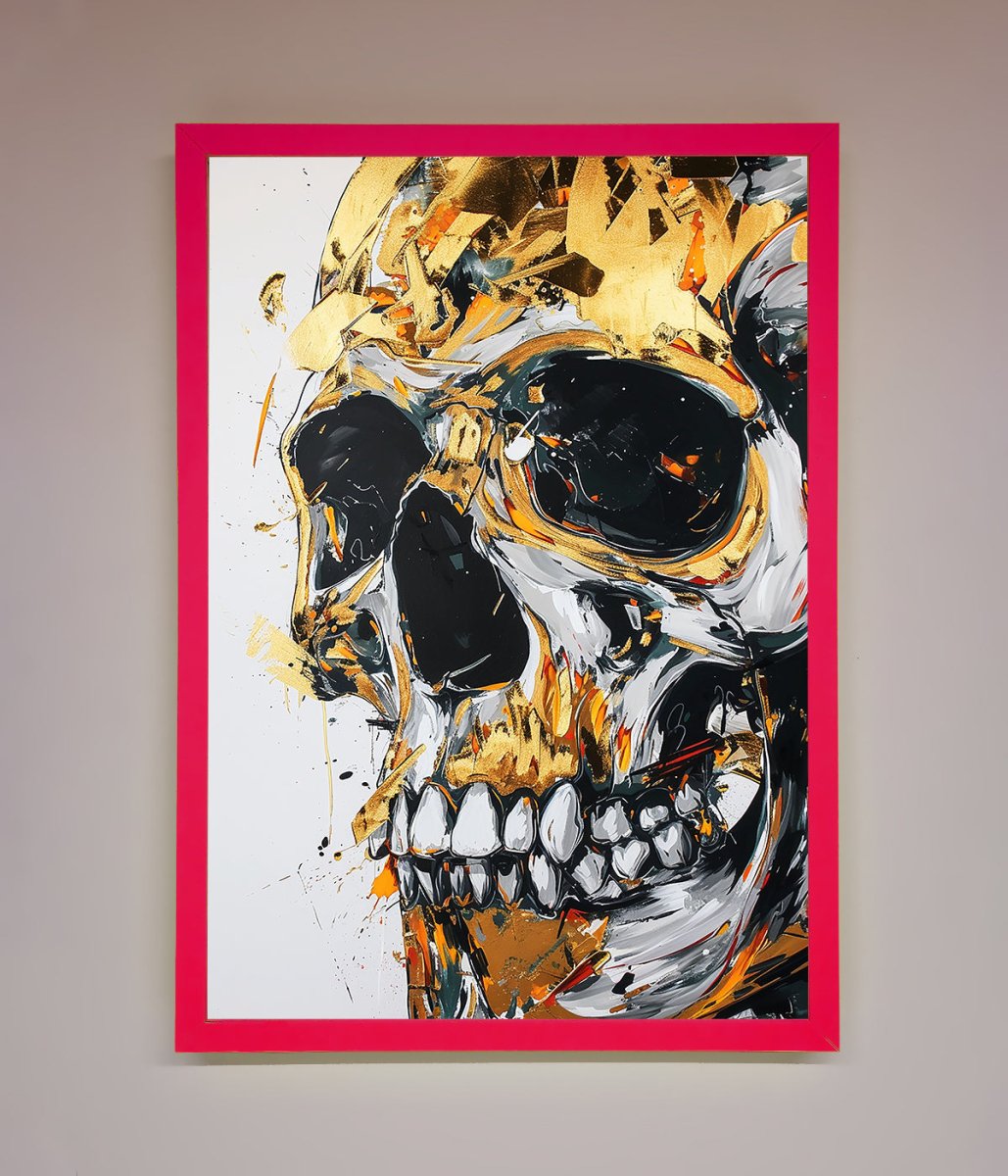 Liquid Gold Skull Framed Print - Zestio