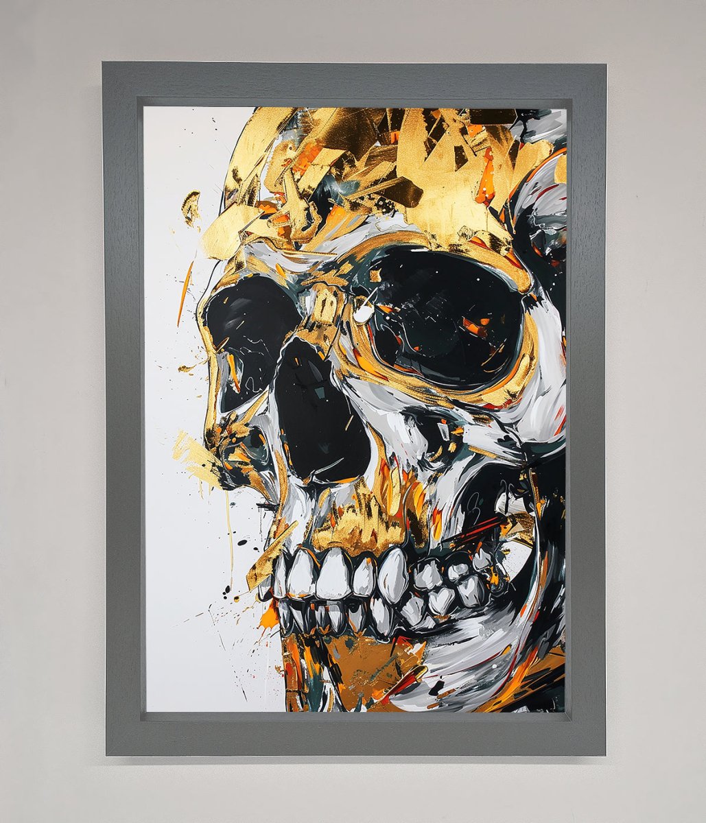 Liquid Gold Skull Framed Print - Zestio