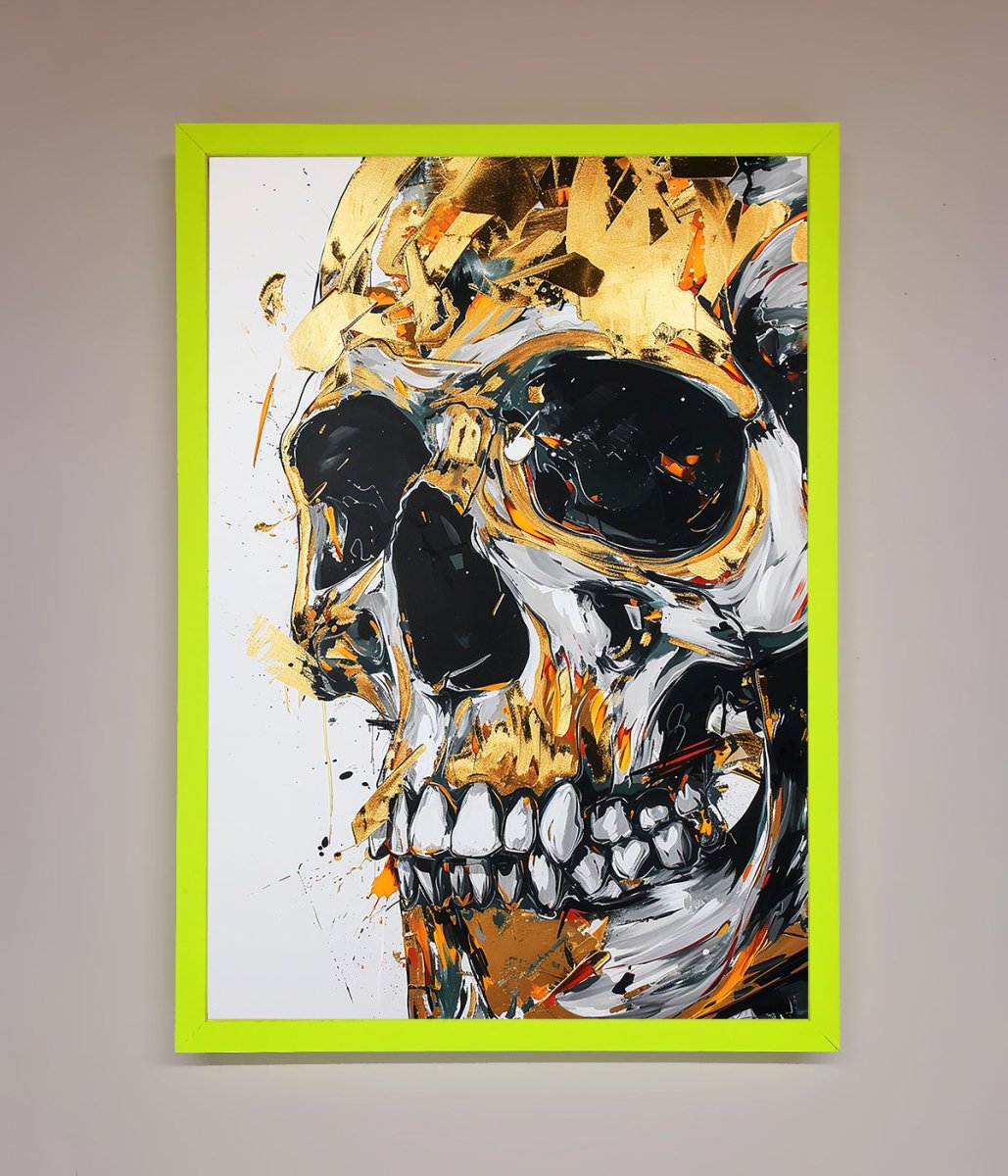 Liquid Gold Skull Framed Print - Zestio