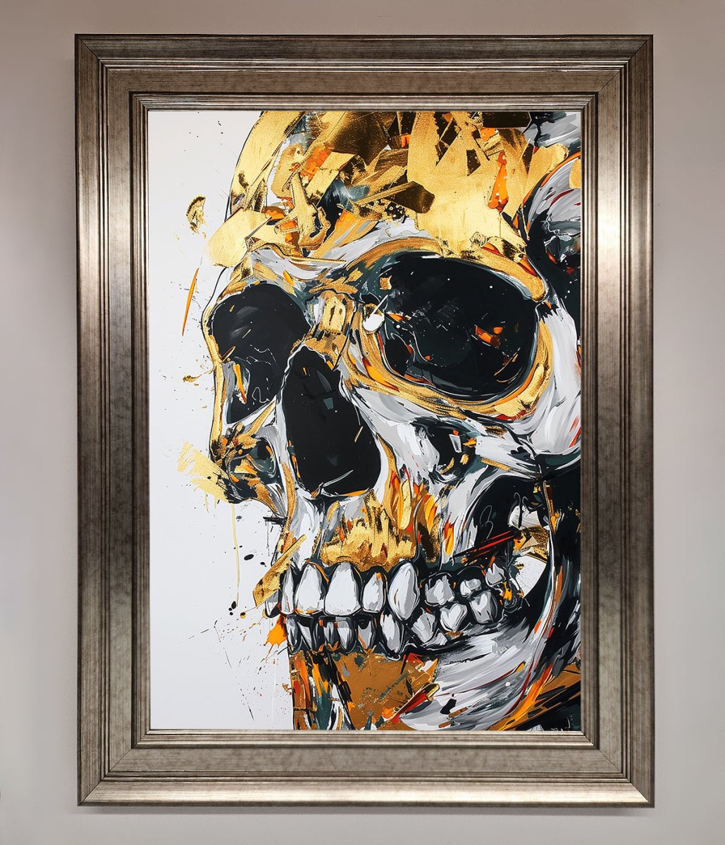 Liquid Gold Skull Framed Print - Zestio