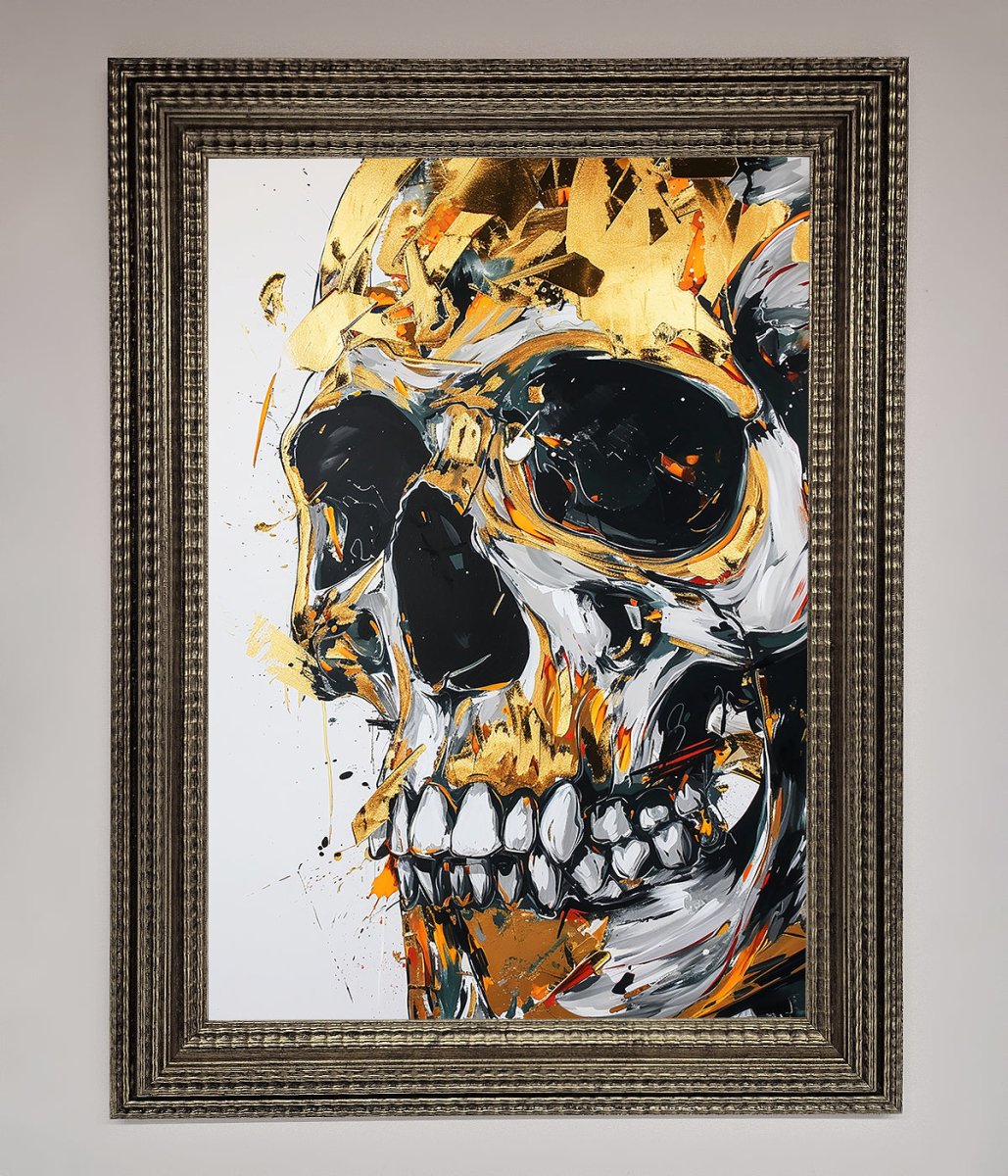 Liquid Gold Skull Framed Print - Zestio