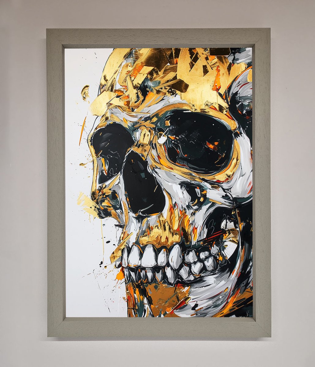 Liquid Gold Skull Framed Print - Zestio