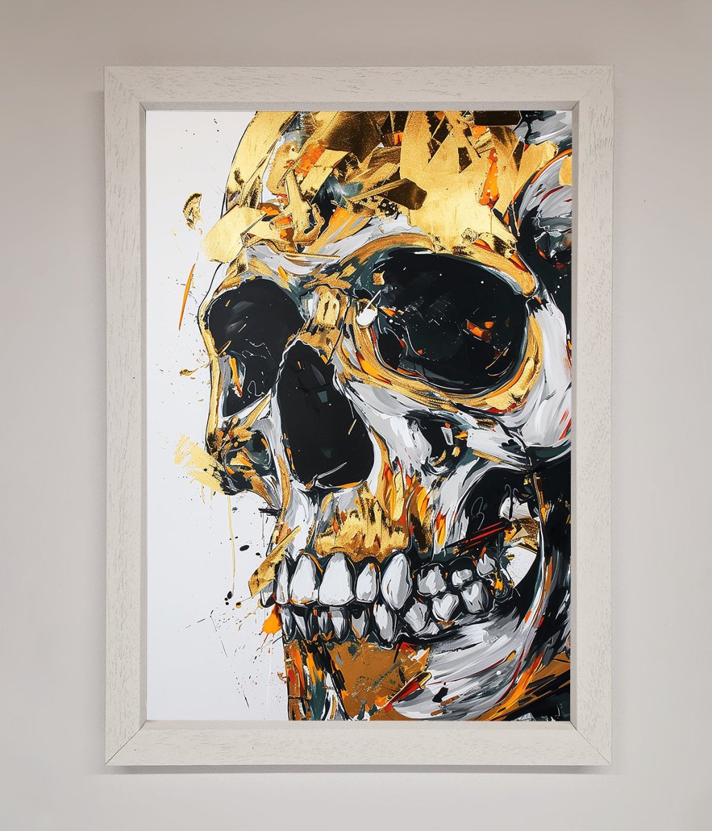 Liquid Gold Skull Framed Print - Zestio