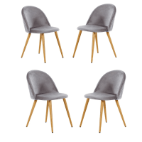 Lucia Halo Dining Set, a Table and Chairs Set of 4, Oak/Grey - Zestio