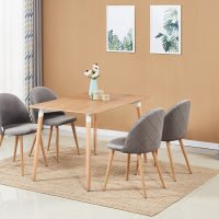 Lucia Halo Dining Set, a Table and Chairs Set of 4, Oak/Grey - Zestio
