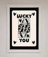 Lucky You Beige Black Framed Print - Zestio