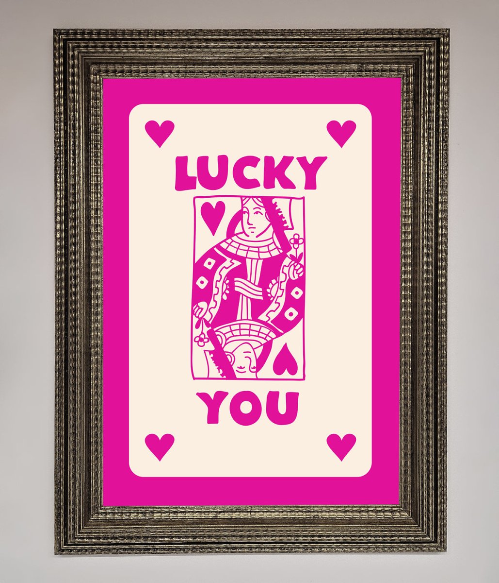 Lucky You Hot Pink Framed Poster - Zestio