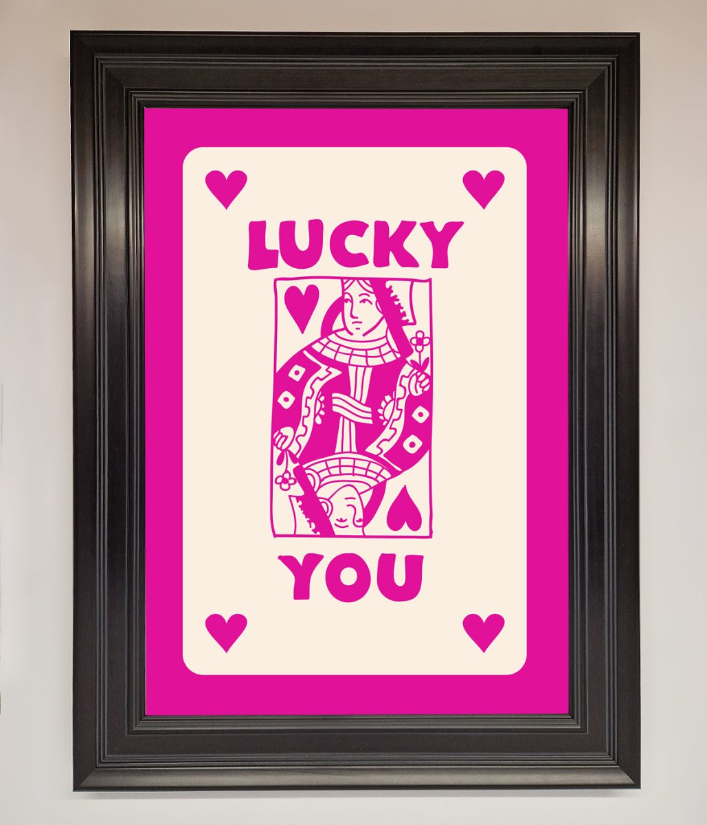 Lucky You Hot Pink Framed Poster - Zestio