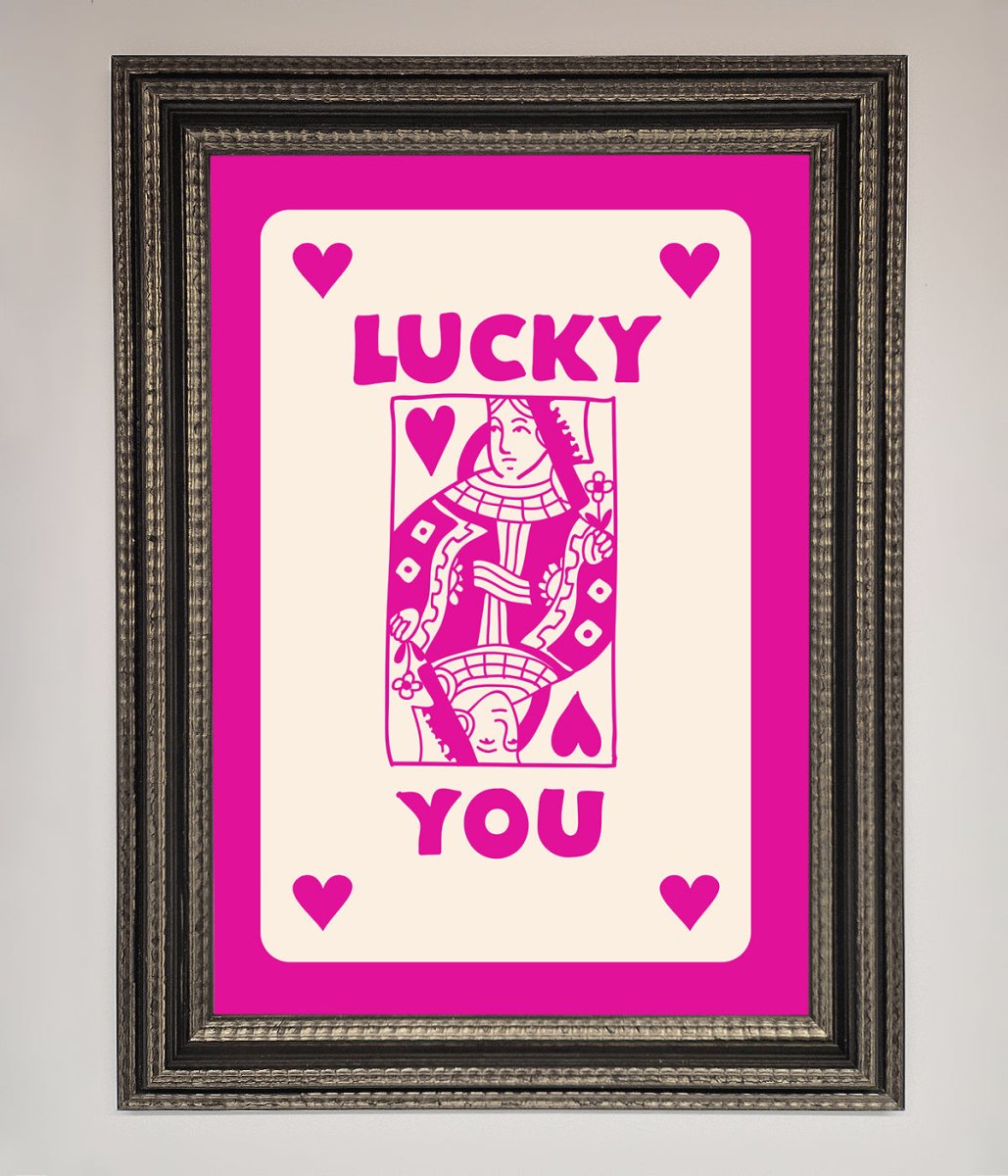 Lucky You Hot Pink Framed Poster - Zestio