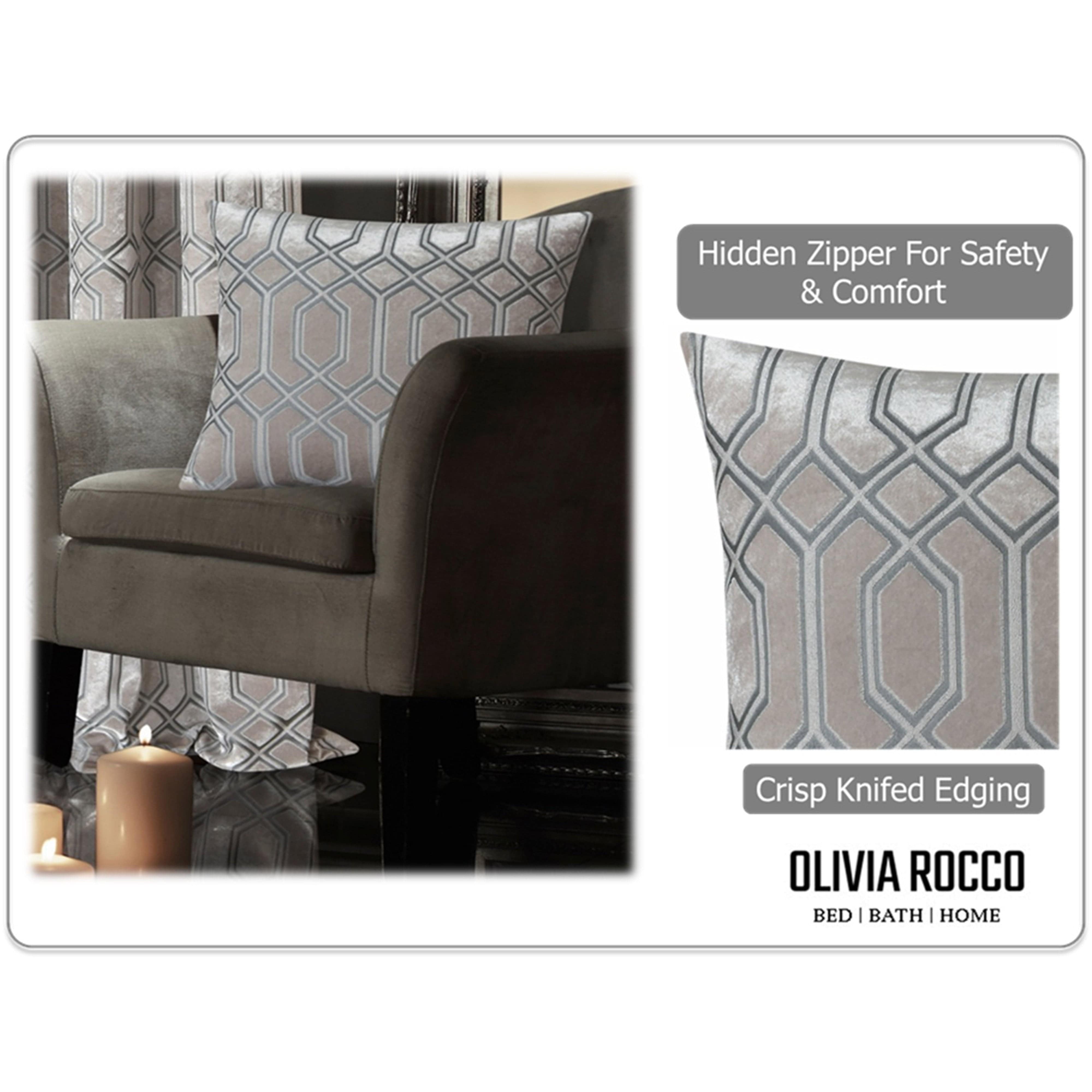 OLIVIA ROCCO Luxe Geo Velvet Cushion Covers 2 Pack Champagne Geometric Decorative Cushions For Sofa Bed And Living Room Set