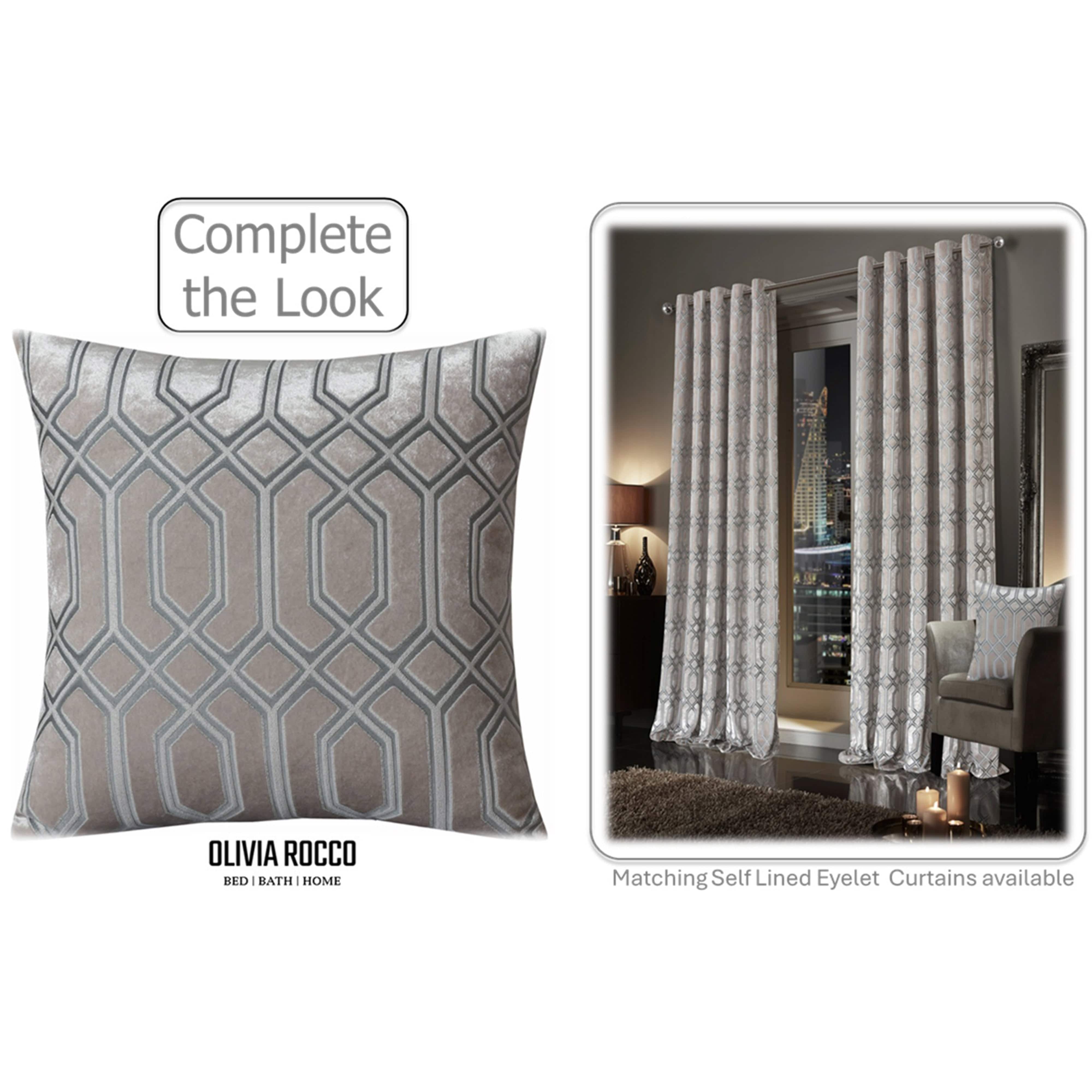 OLIVIA ROCCO Luxe Geo Velvet Cushion Covers 2 Pack Champagne Geometric Decorative Cushions For Sofa Bed And Living Room Set