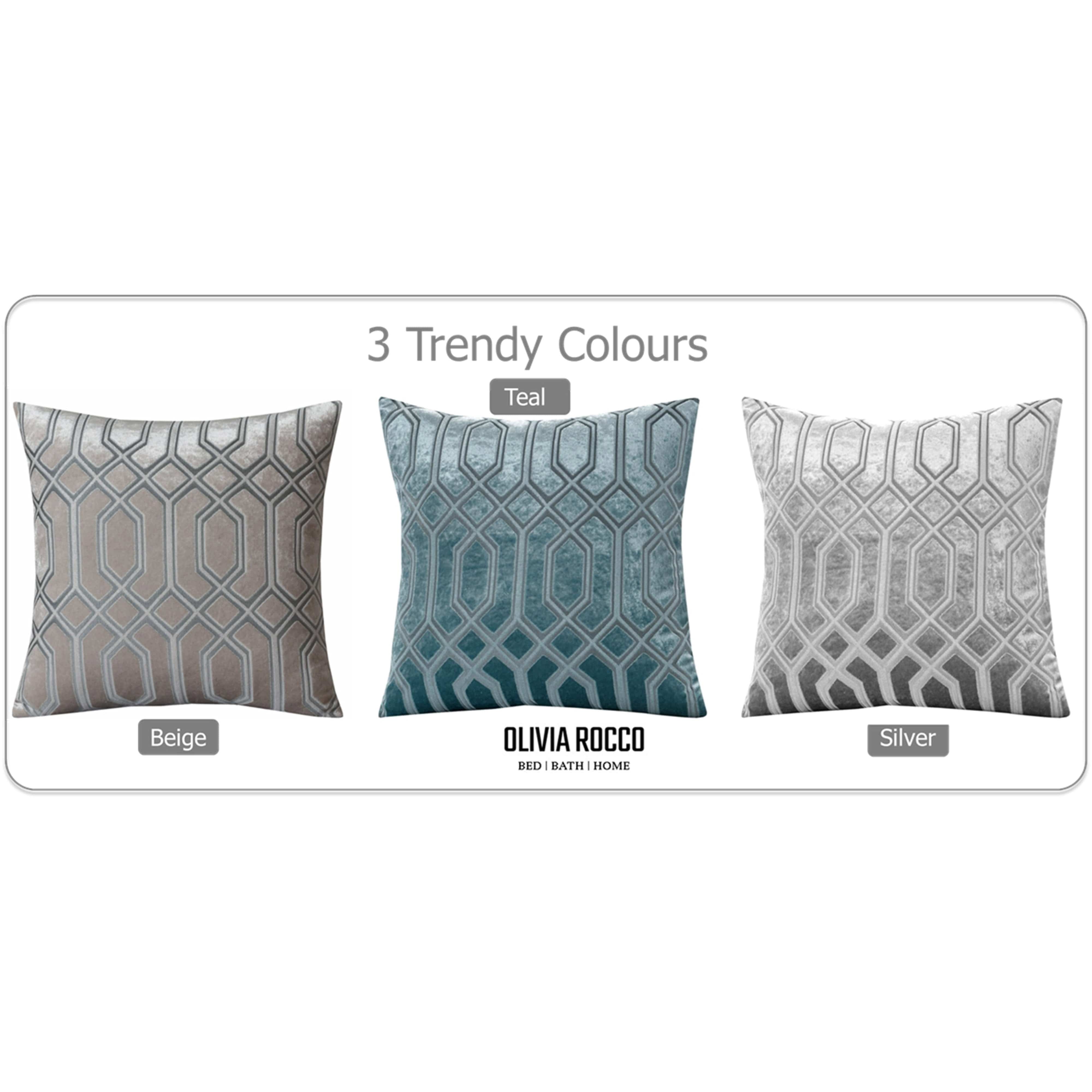 OLIVIA ROCCO Luxe Geo Velvet Cushion Covers 2 Pack Champagne Geometric Decorative Cushions For Sofa Bed And Living Room Set