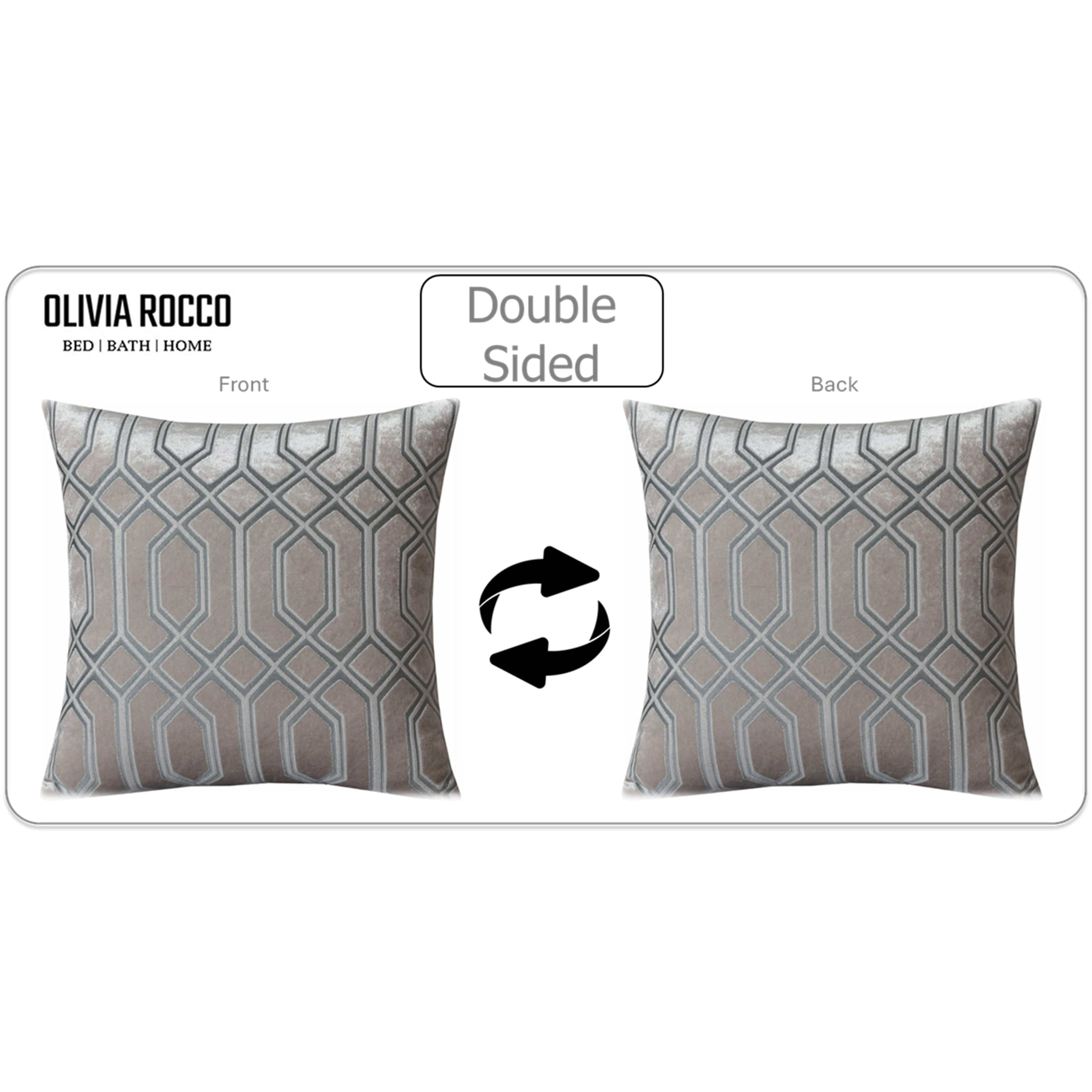 OLIVIA ROCCO Luxe Geo Velvet Cushion Covers 2 Pack Champagne Geometric Decorative Cushions For Sofa Bed And Living Room Set