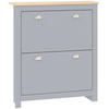 HOMCOM 2 Drawer Shoe Cabinet Narrow Shoe Cupboard with Flip Doors, Grey