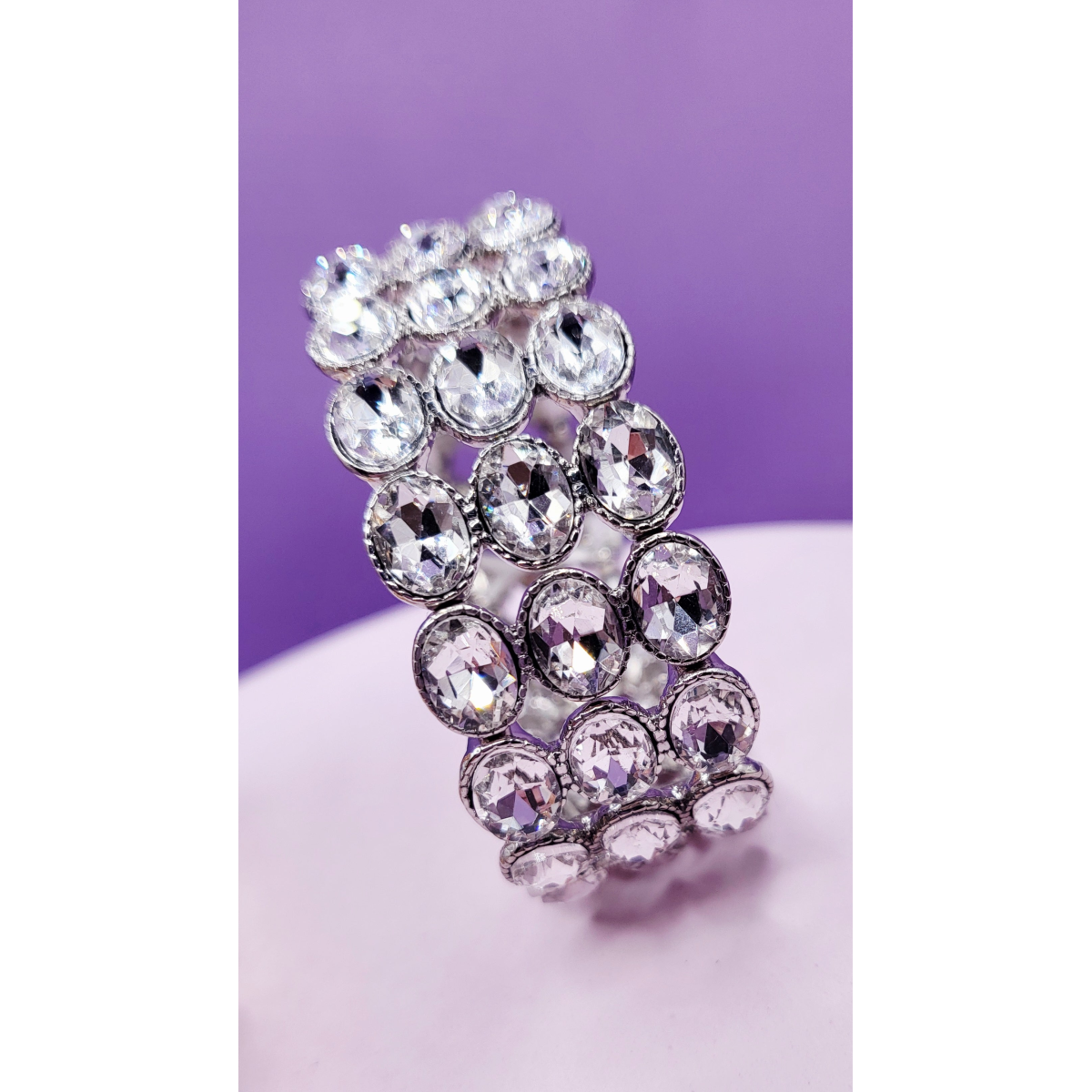 Oval Triple Row Crystal Bracelet