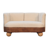 Artisan Furniture Solid Wood Boucle Cream Buffalo Small Sofa