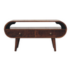 Artisan Furniture Solid Wood California Walnut Circular TV Stand, Brown, 2 Drawers and 1 Shelf
