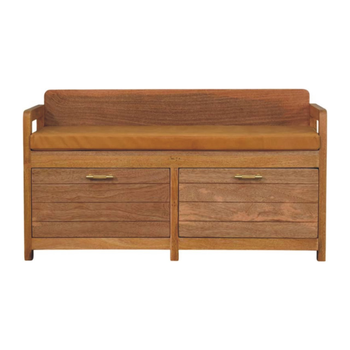 Artisan Furniture Solid Wood Oxford Oak-ish Storage Bench,  2 Drawers, Light Brown