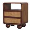 Artisan Furniture Solid Wood Larissa 2 Drawer Chestnut Nightstand, 1 Open Slot, Dark Brown