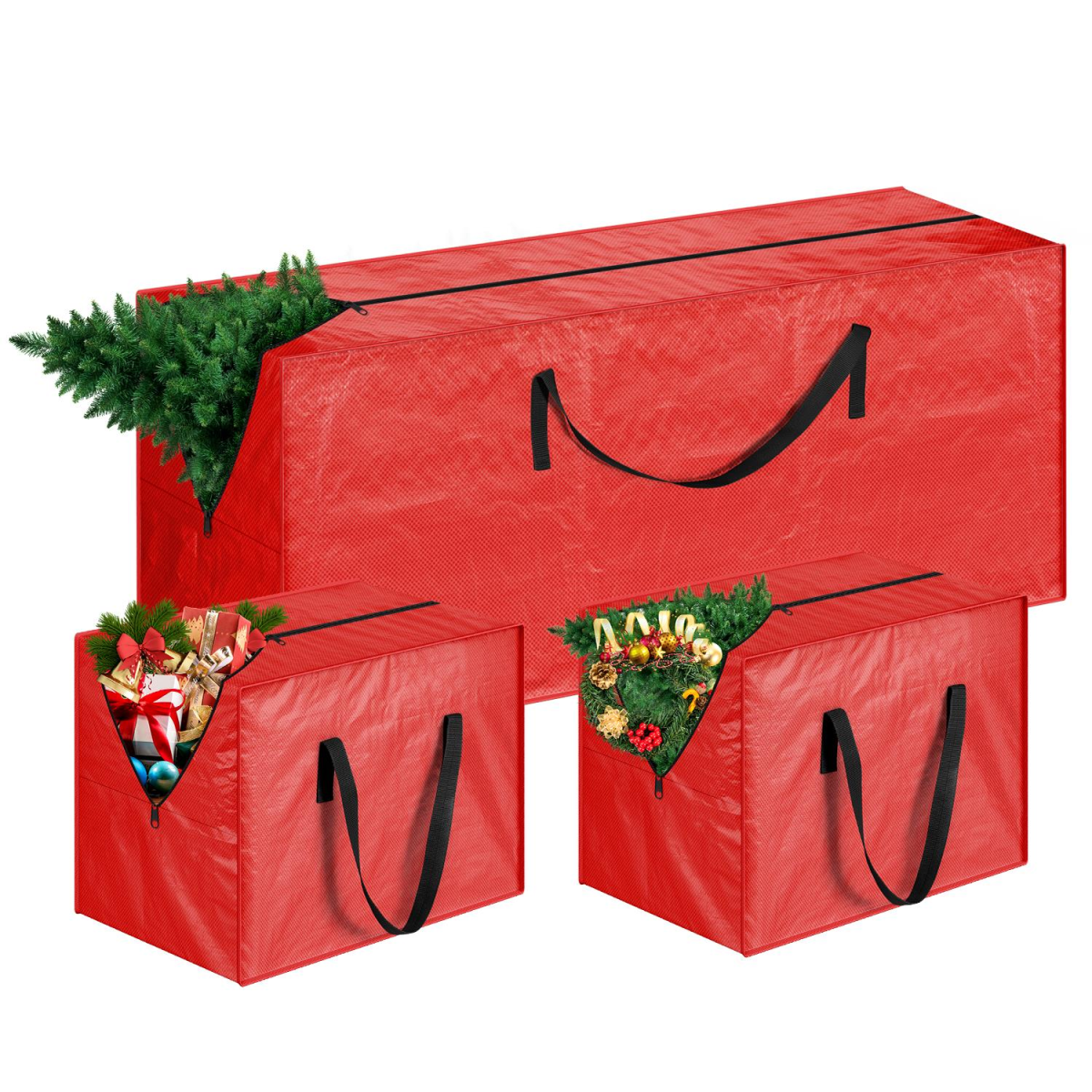 VINSANI 3pc RED XMAS STORAGE BAGS 1010449