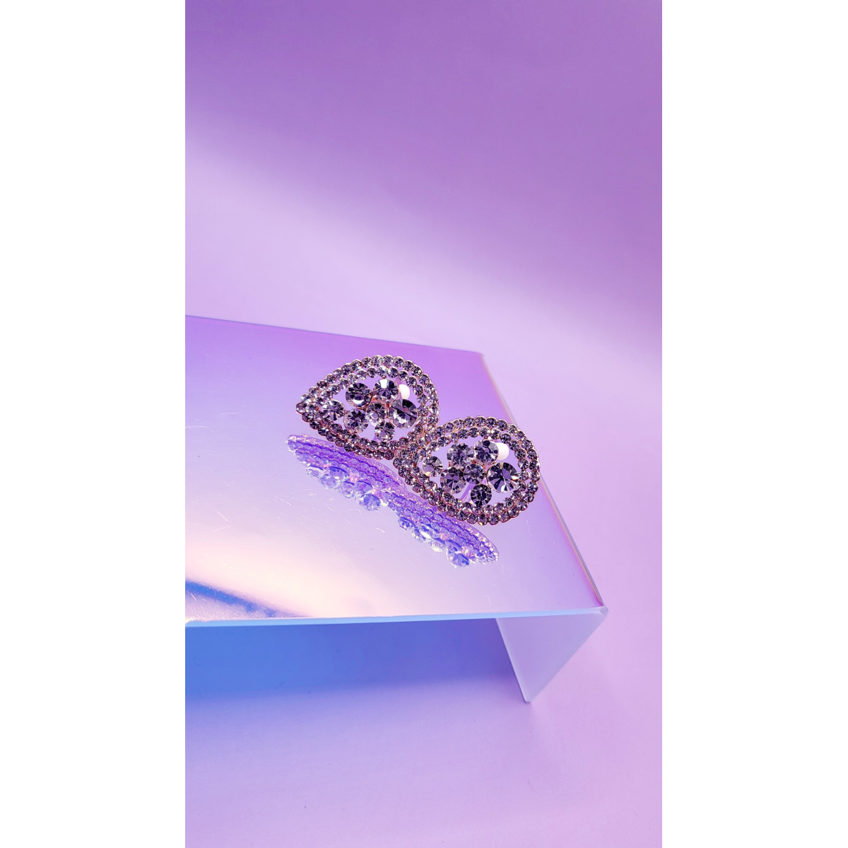 Oval Crystal Non Pierced Clip On Earrings