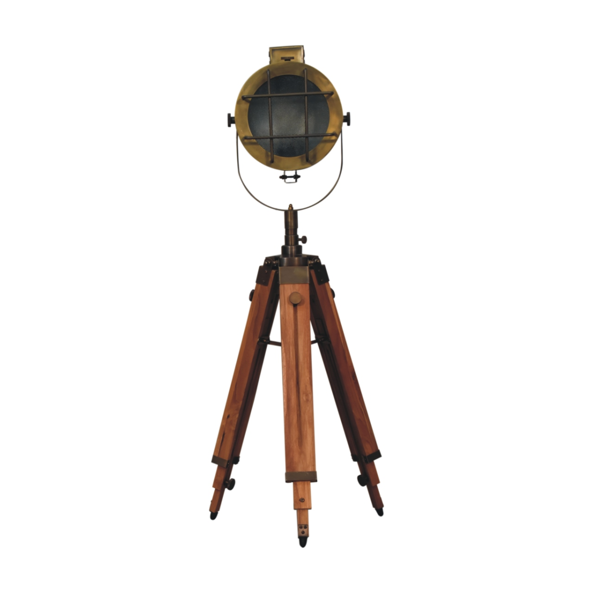 Artisan Furniture Home Decor Accessories - Caged Brass Spotlight Floor Lamp