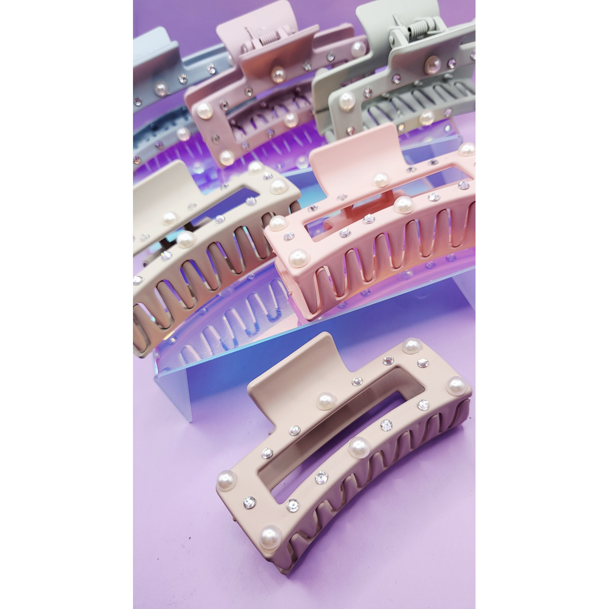 Pearl Essence Square Hair Clamps Pack of 12