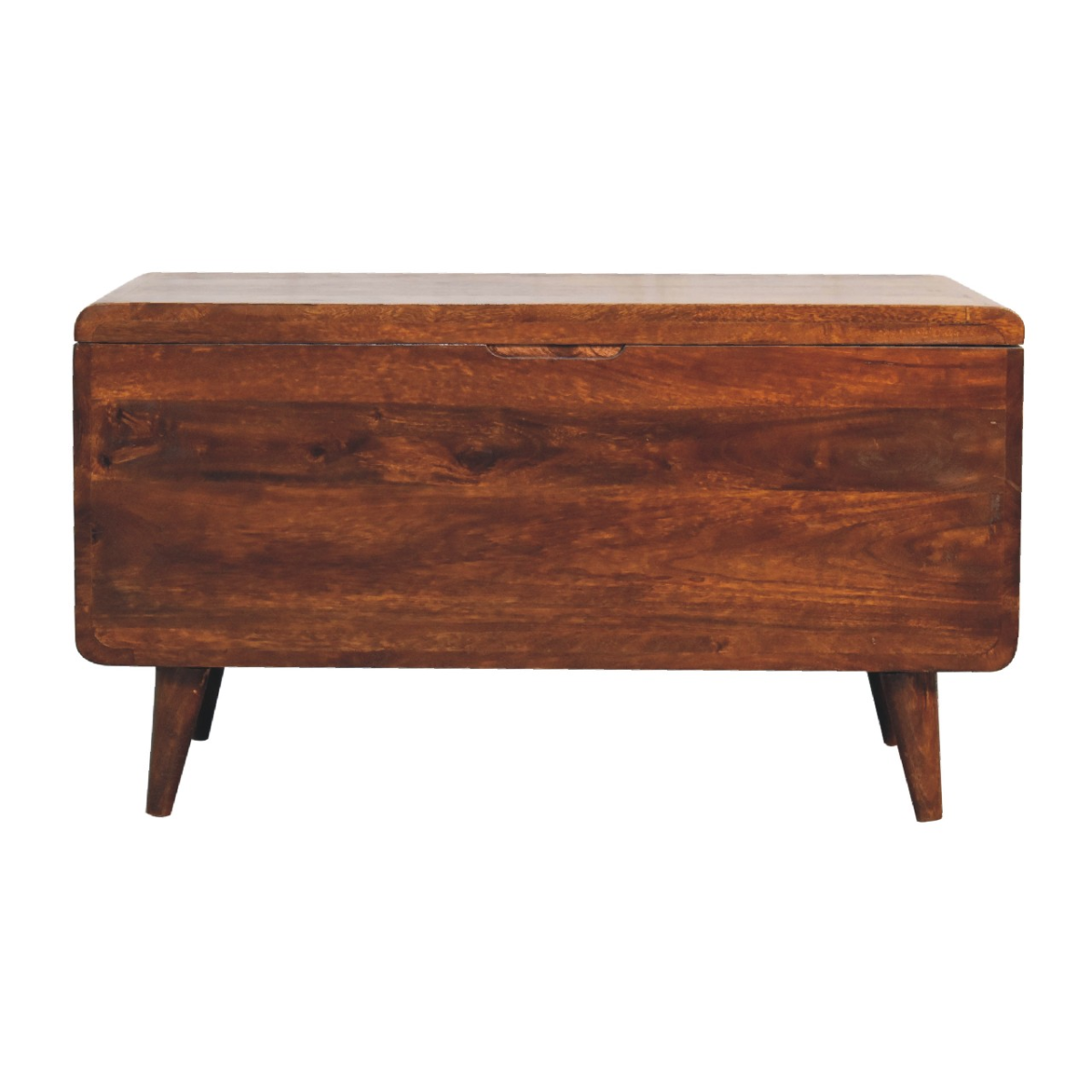 Artisan Furniture Solid Wood Curved Chestnut Lid-up Blanket Box, Brown