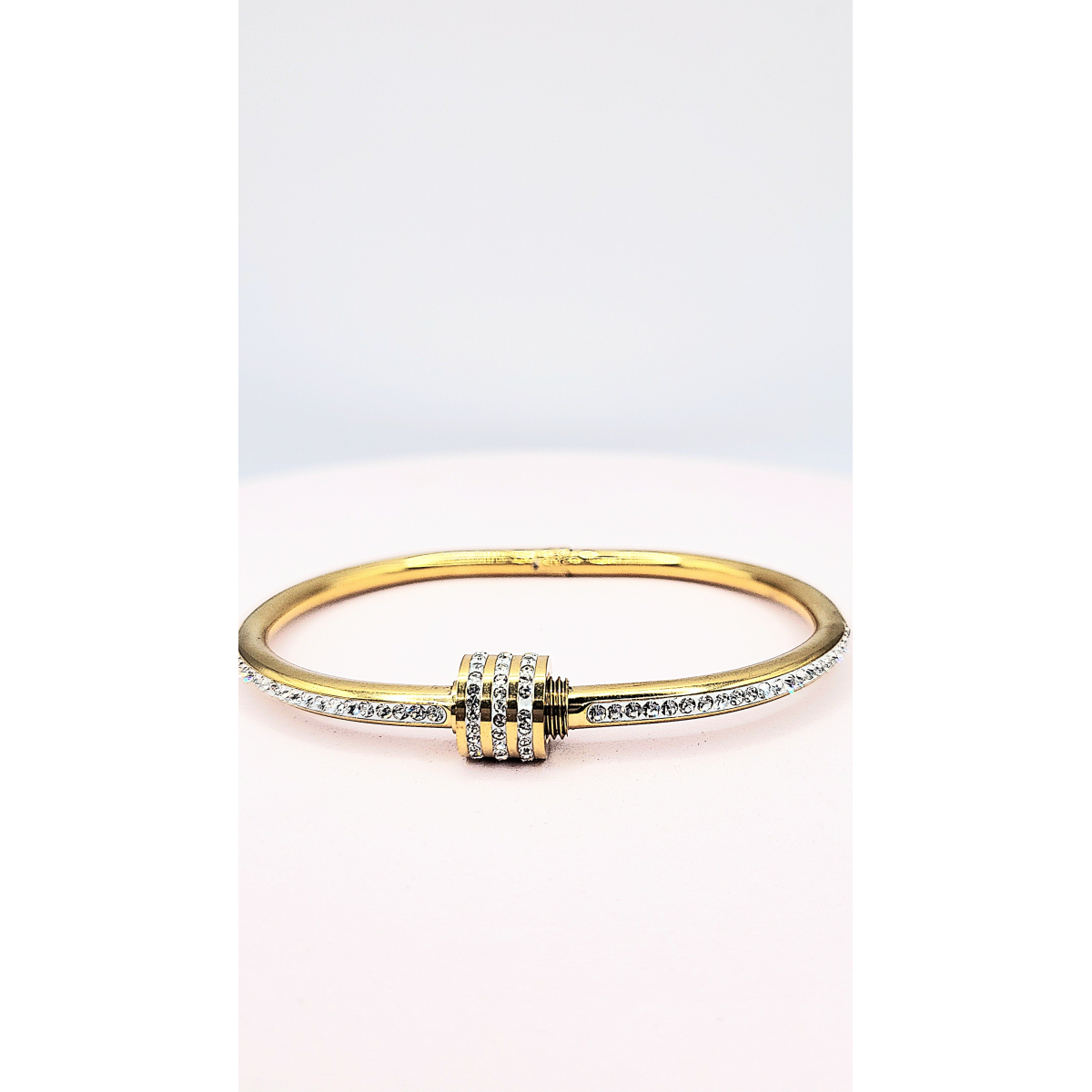 Curved Crystal Stacking Bangle Stainless Steel