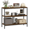 HOMCOM Industrial Console Table with 3-Tier Storage Shelves Rustic Brown