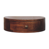 Artisan Furniture Solid Wood Honey Caramel Wall Mounted Rounded Bedside, 1 Drawer, Dark Brown