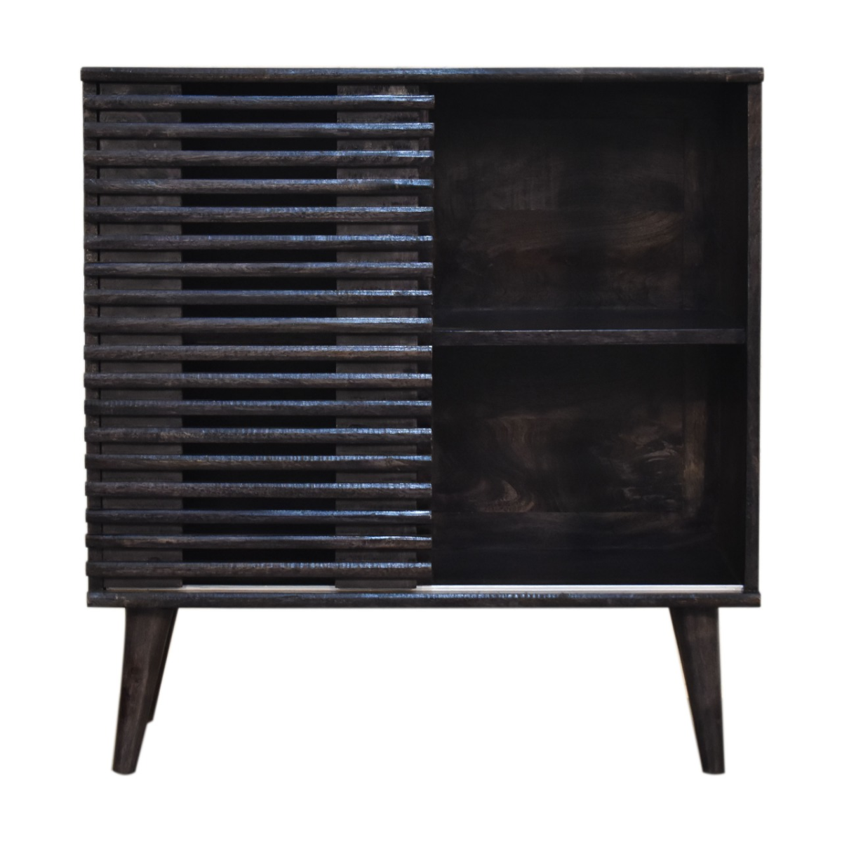 Artisan Furniture Solid Wood Kobe Cabinet, Black, Sliding Door and 2 Drawers