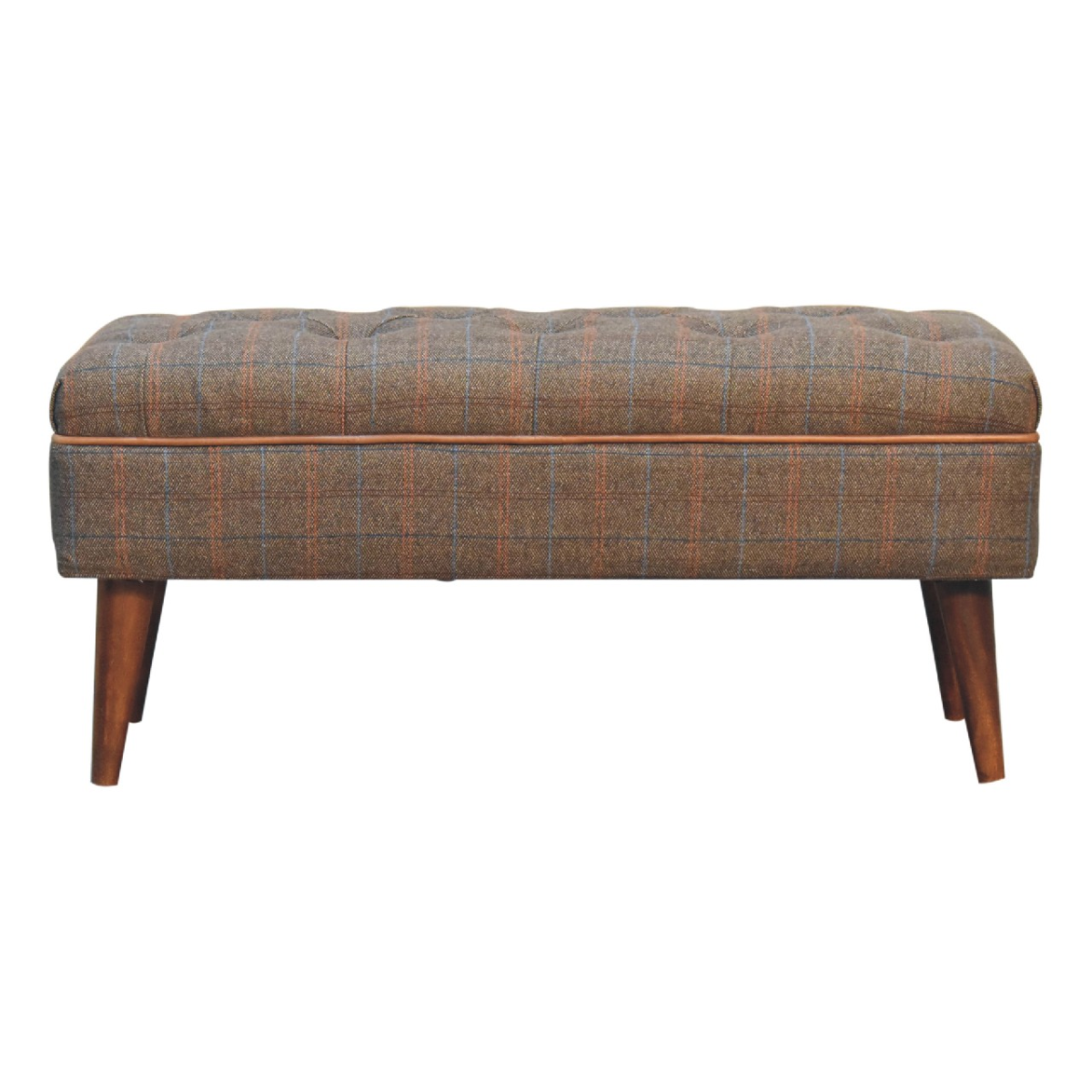 Artisan Furniture Solid Wood Multi Tweed Buffalo Pipe Bench