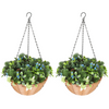 HOMCOM Artificial Flowers in Basket Set of 2 with PE Leaves and 18 Flowers
