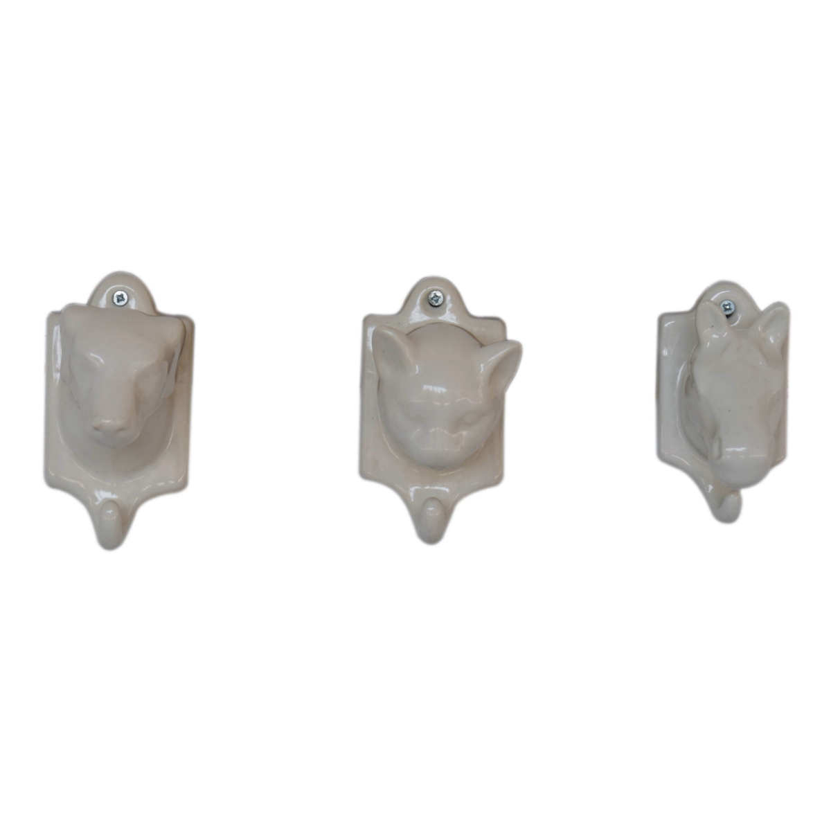 Artisan Furniture Wall Decor - Assorted Animal Wall Hooks Set of 3, White