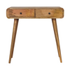Artisan Furniture Solid Wood Oak-ish Curved Hallway Table, 2 Drawers, Brown