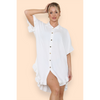 Over Sized Italian Gold Button Pleated Frill Ruffle TikTok Dress Top