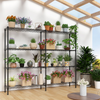 4-layer double row, freely adjustable layer spacing, with adjustable feet, display stand, iron, 147*35*150cm, powder-coated black