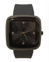 Clasico Mens Ladies Water Resistant Square Black Dial Black Rubber Strap Watch