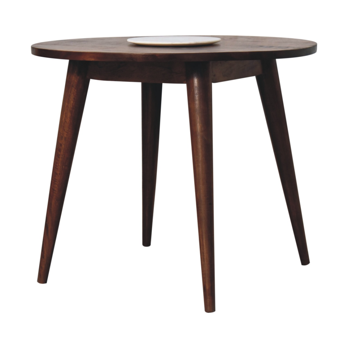 Artisan Furniture Solid Wood Chestnut Round Nordic End Table, Brown