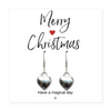 Puff Heart Drop Earrings & Merry Christmas Gift Card