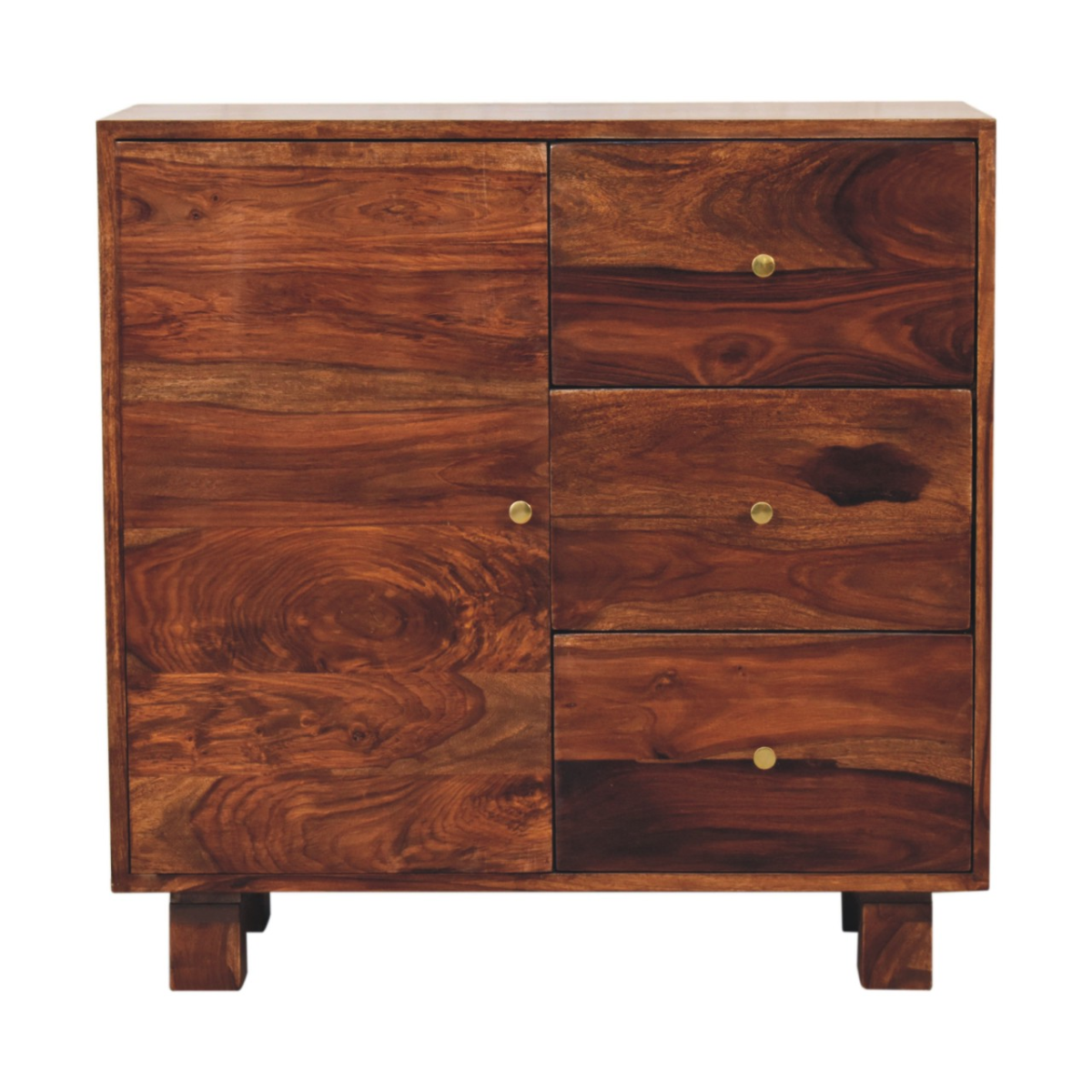 Artisan Furniture Solid Wood Tula Mini Sideboard, Brown, 3 Drawers and 1 Door