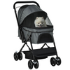 PawHut Pet Stroller - Foldable Dog Carriage w/ Reversible Handle - Grey