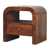 Artisan Furniture Solid Wood Darcy Chestnut Nightstand, 1 Drawer and Open Shelf, Dark Brown