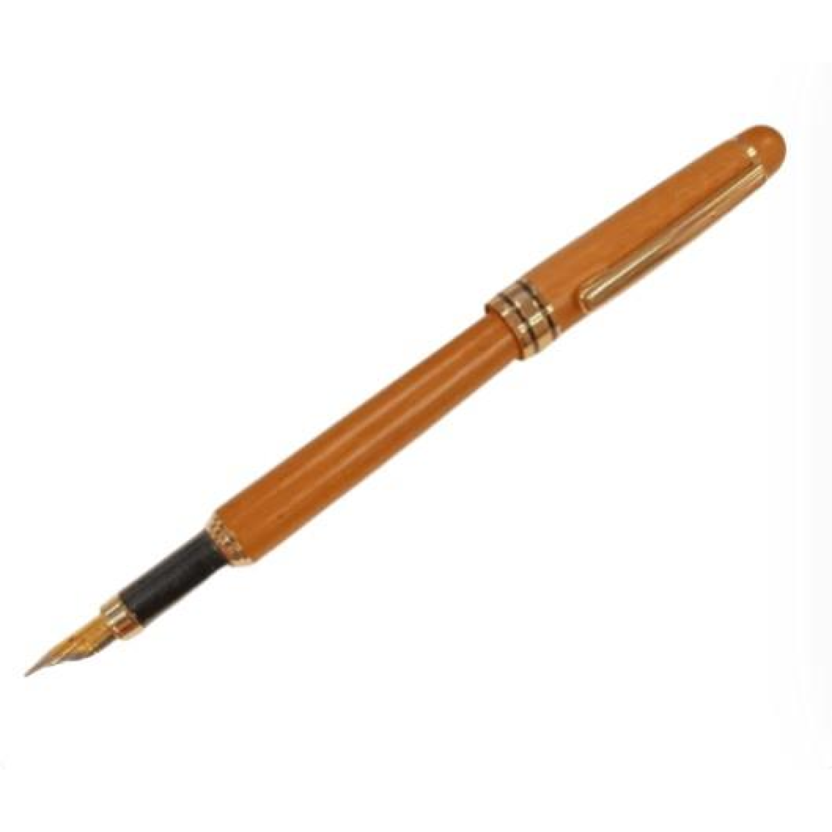 Imperial Wood Light Brown Gold Trim Fountain Pen Fine NIB  IMP323M