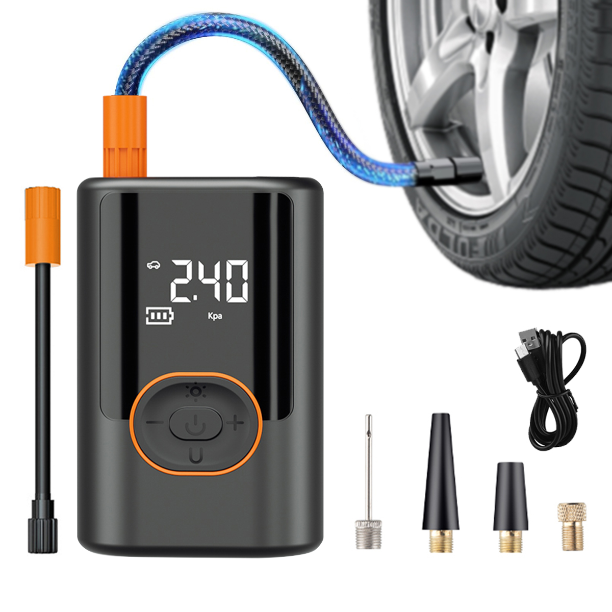Portable large screen full touch screen car air pump wireless tire inflation pump car/motorcycle/bicycle/ball inflator air compressor pump