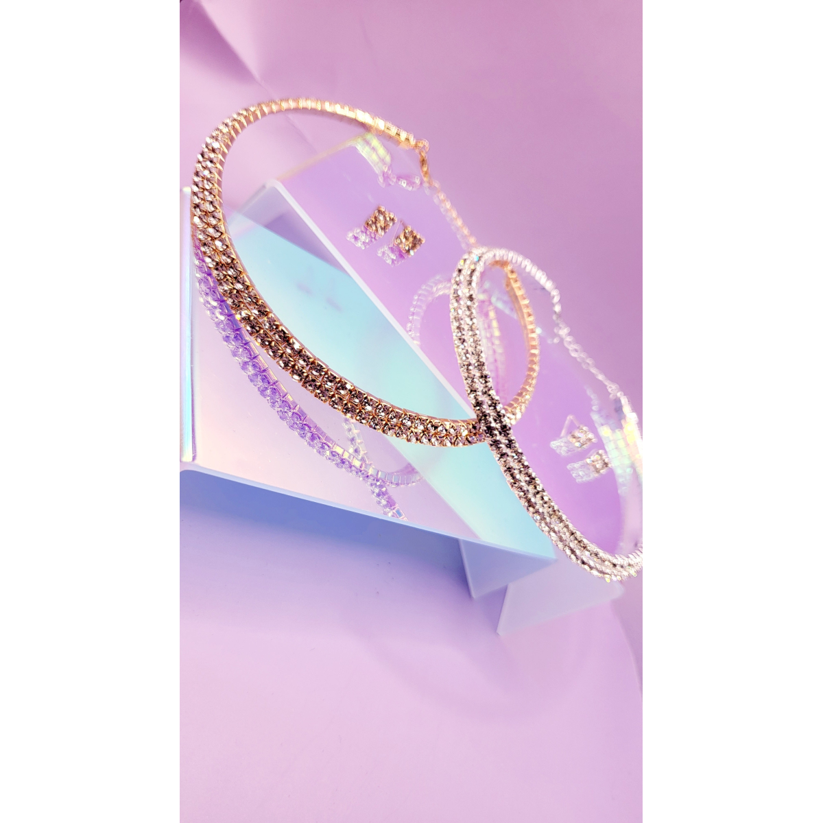Queen Glam Crystal Duo Choker & Earrings