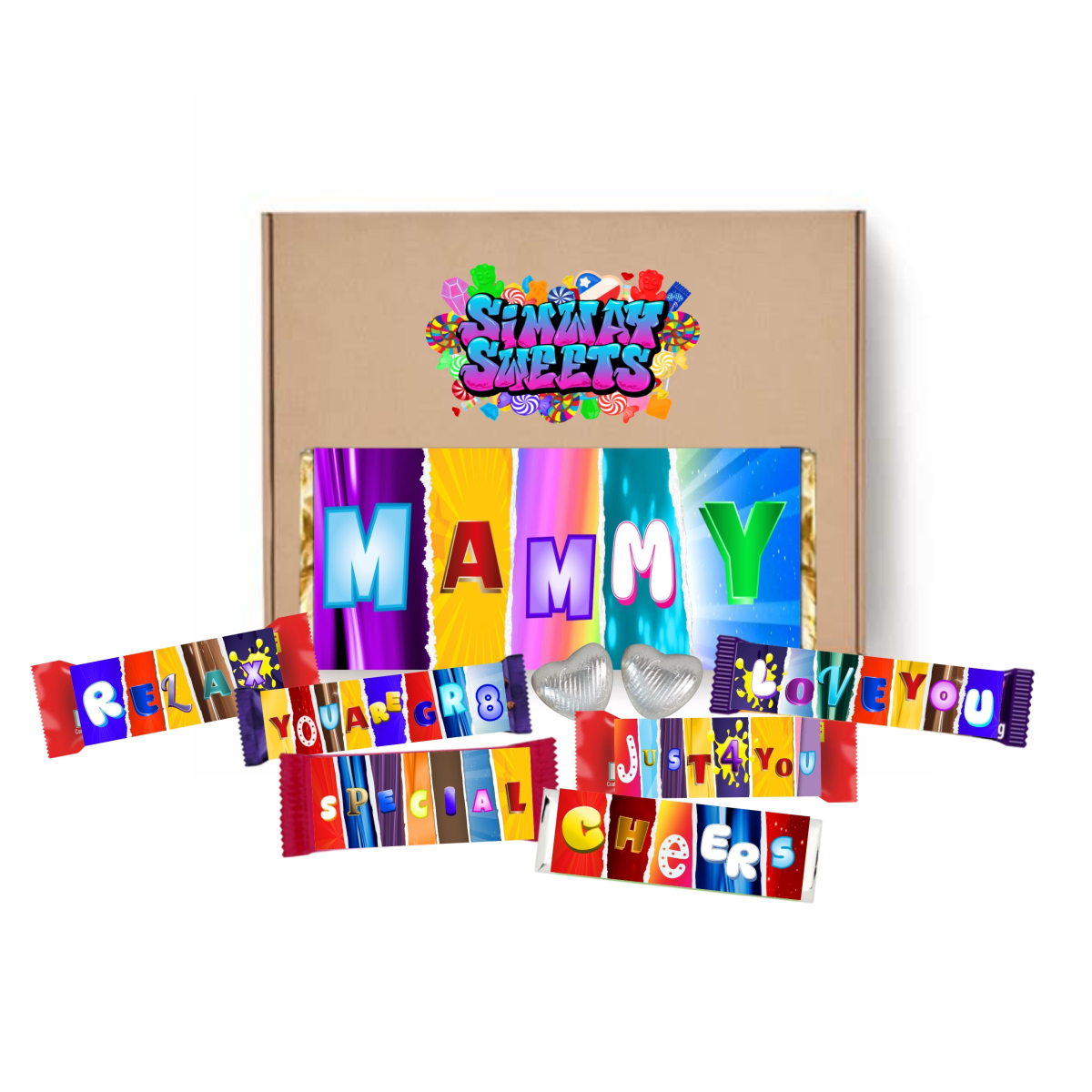 Mothers Day Gift Box With Fun Chocolate Bar Wrappers - Mammy